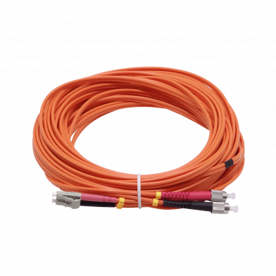 JFMLF15 Jumper de fibra óptica dúplex multimodo OM1 de 15 metros, conectores LC a FC, núcleo/revestimiento 62.5/125 µm, cubierta LSZH