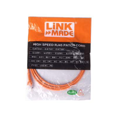 CPCB-20L LINKMADE Cruzado 2mt Cat5e Naranjo UUTP CablePatch CrossOver 568A/568B