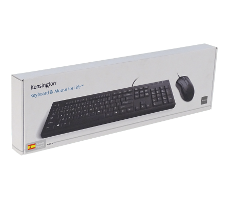 WIRED-KM KENSINGTON Combo Teclado y Ratón con Cable Resistente a Derrames USB-AM Negro