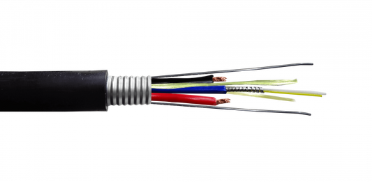 CFSW2-14 SM OS2 2-Hilos-G652D + 2xAWG14 1-metro Cable Mixto Negro Uso Exterior Cubierta PE 10mm