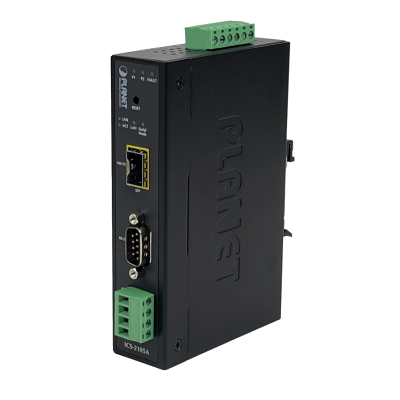 ICS-2105A PLANET Convertidor Serial a Ethernet Industrial 1-SFP RS232 RS422 RS485 DB9 Alimentación 12-48V