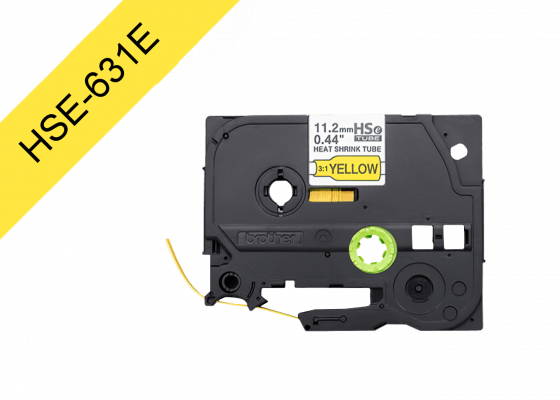 HSE-631E BROTHER 11,2mm Am Termoretractil 2,1-7mm Negro en Amarillo Tubo 1,5mt