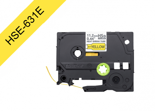 HSE-631E BROTHER 11,2mm Am Termoretractil 2,1-7mm Negro en Amarillo Tubo 1,5mt