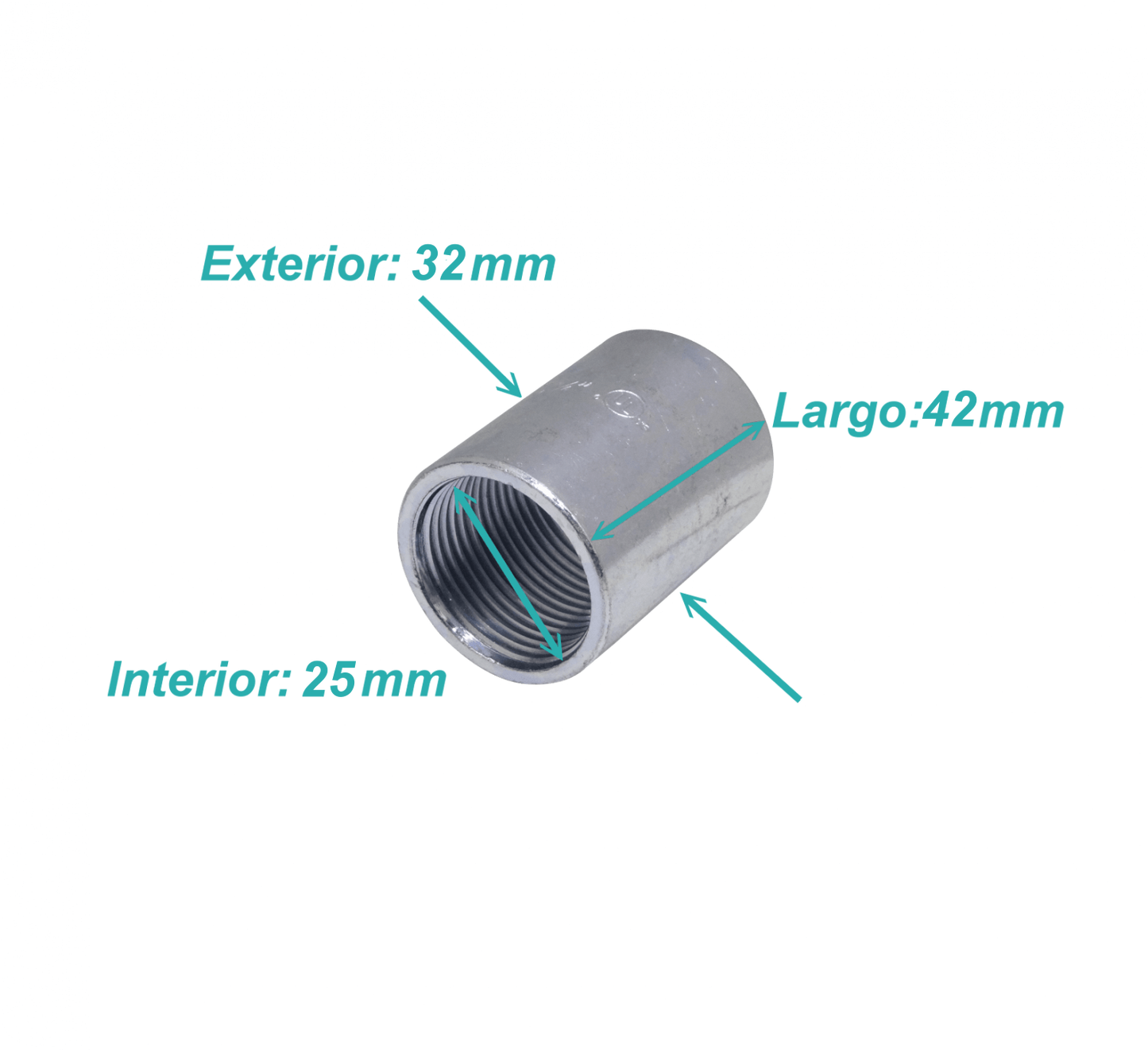M34-COP Zincado 3/4-Pulgada Acople Largo-42mm Rosca Interna