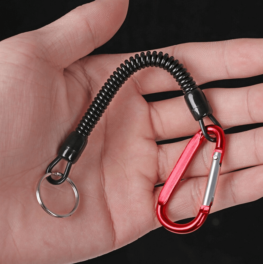 TEDE-1 Cinta Sujetadora Elástica 18-50cm con Mosquetón/Gancho para Herramientas Rojo