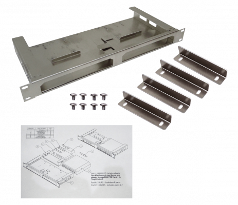 1UURSPOE RFARMOR Bandeja soporte rackeable de 1 unidad de altura para dos equipos TS-5-POE, TS-8-PRO, ERLITE-3 o ERPOE-5