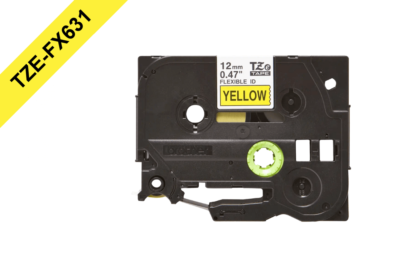 TZE-FX631 BROTHER Flexible 12mm Negro sobre Amarillo Cartucho 8m p/PT-H110 Extra-Flexible