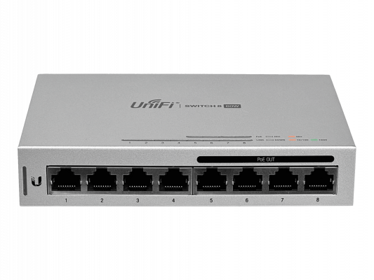 US8-60W UBIQUITI 8-Puertos(4-PoE48V-af) 48W-total Conmutador req-UniFi inc-48V/60W