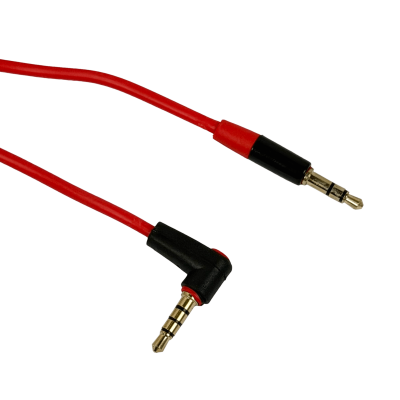 AUDIO-1L Cable de Audio Plug 3.5mm Macho a Macho Acodado 90° 1m 1/8 Pulgada 100cm