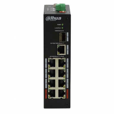 PFS3110-8ET-96 DAHUA Conmutador 8-100-PoE 96W-total Industrial 1-1000 1-SFP 30mm inc53V 10p
