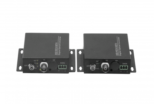 TV1-20KM Transmisor-Receptor 1-Canal 720p 960p Fibra Óptica Monomodo 20km para CCTV TVI con Conectores FC BNC-H y RS485 TX/RX