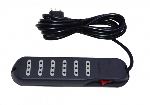 ELG-63 BTICINO 3 Metros 6-TOMAS EXTENSIÓN NEGRO 10A REGLETA INTERRUPTOR-LUMINOSO