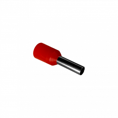 E2508-R Funda Terminal Aislada Crimpeable Roja 2,5mm² 8/15mm 100-piezas AWG14