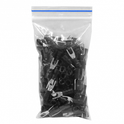 HORQ-3725 Horquilla preaislada PVC color negro, medida 3,7mm, para conductor 1,5-2,5mm², paquete de 100 unidades, modelo SVS2-3.5