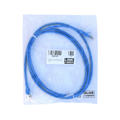 C6AA-20 Cable de parcheo multifilar inyectado LINKMADE de 2,0 metros, Categoría 6a, blindaje U/FTP, color azul y cubierta LSZH