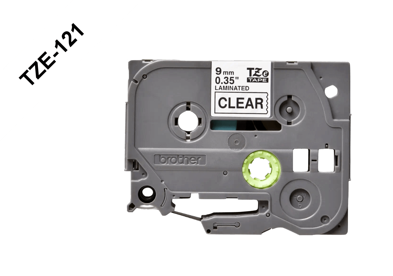 TZE-121 BROTHER 9mm Negro sobre Fondo Transparente Cinta 8 metros para PT-H110/E300/E550