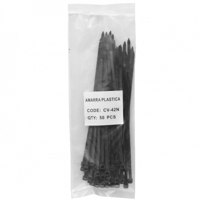 CV-42N. 50-un 200x4,8mm Negra Sujeción Plástica Nylon 4.8x200mm
