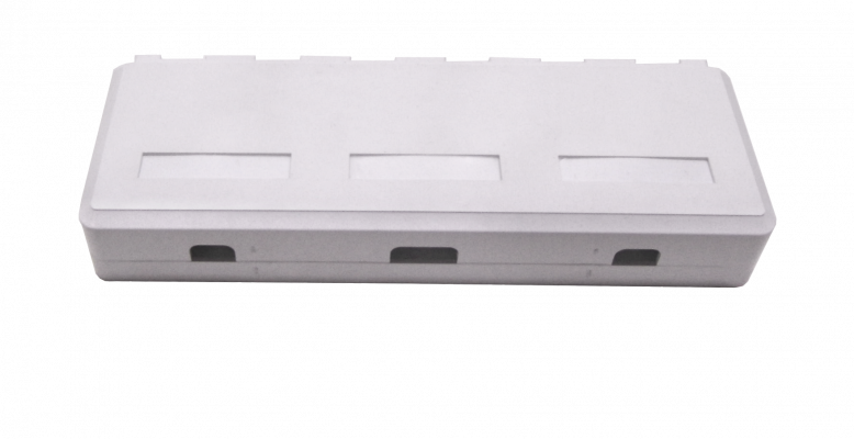 RST-6 Soporte de superficie vacío para 6 conectores Keystone, color blanco, incluye tapa con doble contacto.