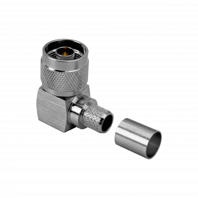NM4J Conector N macho a 90 grados para cable LMR400, RG8 y RG213, tipo crimp
