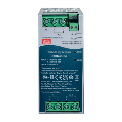 DRDN40-24 MEANWELL 24VDC 40A Unidad de Respaldo Redundante Ancho-55mm Carril-DIN 19-29VDC