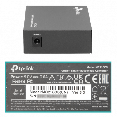 MC210CS-LIQ USADO TP-LINK Convertidor de Medio Monomodo 1000Mbps 2-SC 1310nm 15km requiere 8 puertos