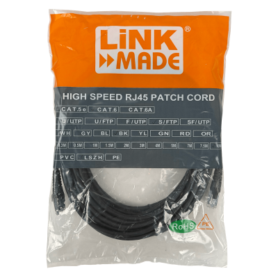 CP6SN-100L LINKMADE S/FTP CAT6 10 metros NEGRO LSZH CABLE PATCH MOLDEADO MULTIHILO