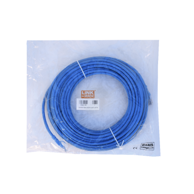 C6AA-150 LINKMADE Cable de Parcheo Multifilar Azul 15 metros Cat6a U/FTP LSZH Conector Inyectado