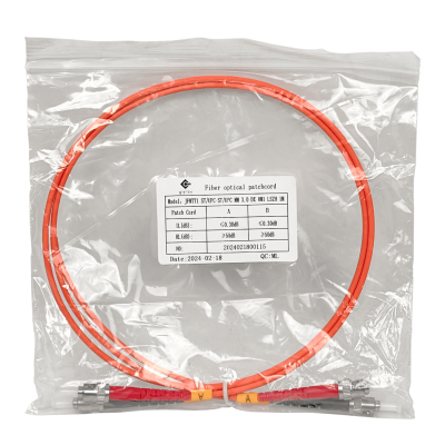 JFMTT1 Cable de fibra óptica dúplex multimodo OM1 ST-ST de 1 metro, núcleo/revestimiento 62.5/125 µm, cubierta LSZH