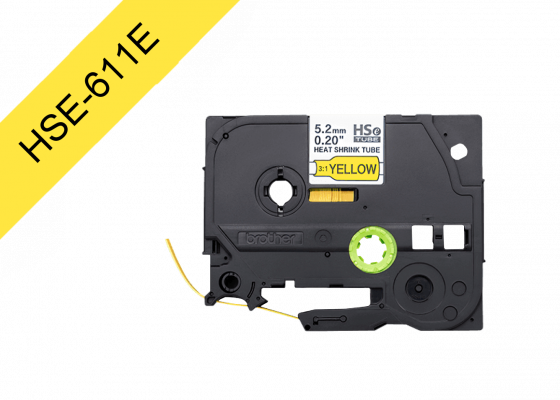 HSE-611E BROTHER 5,2mm Am Termoretractil 0,8-3,1mm Negro en Amarillo Tubo 1,5mt