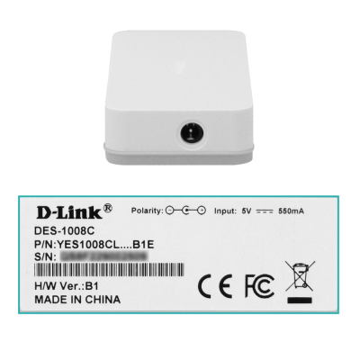 DES-1008C Switch de Escritorio D-LINK 8 Puertos 100Mbps No Administrable No Montable en Rack Incluye Adaptador 5V/0,5A Fabricado en Taiwán