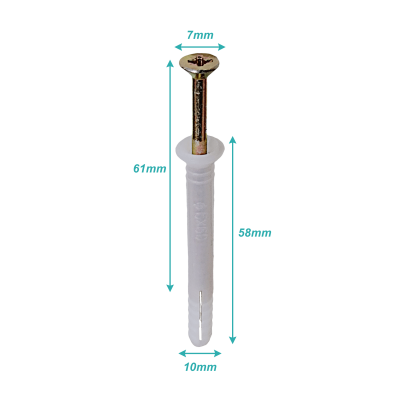 TARUGO-6 100-unids. 6x60mm Espiga Clavo para Ladrillo Aligerado