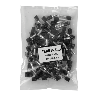 E6012-N Negro 6,0mm2 12/20mm 100-unid AWG10 Terminales Aislados Crimpables