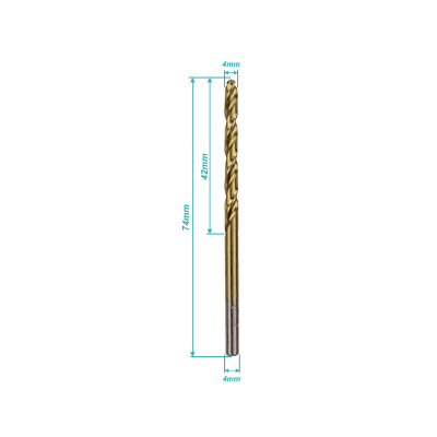 BROCA-4T 4mm x 74mm Broca para Metal de Titanio Acero Rápido