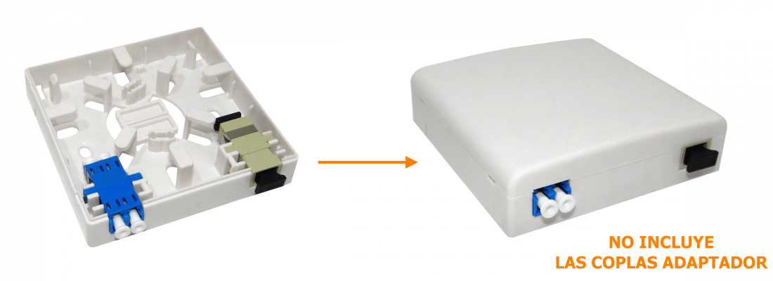 BOX-2 Caja Blanca de Terminación para Fibra NAP con 2 Manguitos y 2 CL Recta IP20