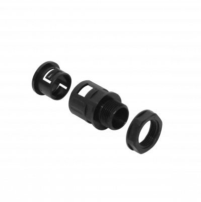 FLEP19-SA Terminal de Salida 19mm Prensacables para Conduit Flexible Plástico Negro