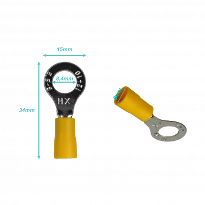 OJO-8460 RV5.5-8 Ojo-8,4mm 4-6mm2-Cable 50-unids. Conector Amarillo Aislado PVC