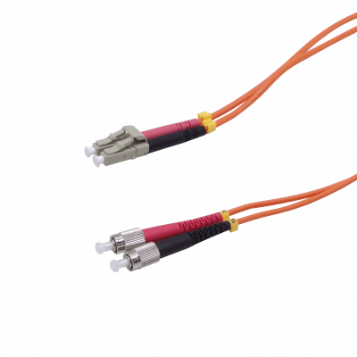 JFMLF15 Jumper de fibra óptica dúplex multimodo OM1 de 15 metros, conectores LC a FC, núcleo/revestimiento 62.5/125 µm, cubierta LSZH