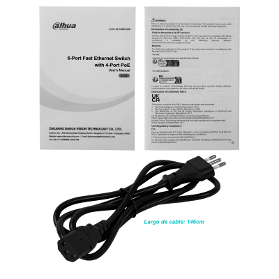 PFS3006 DAHUA Conmutador 6-100(4-PoE+af/at) 36W-total 100-240v