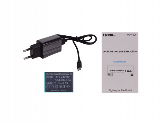 HDMI1X4K Splitter 1x4 HDMI 4K 60Hz 1-in 4-out 2.0 inc-5V-2.1A