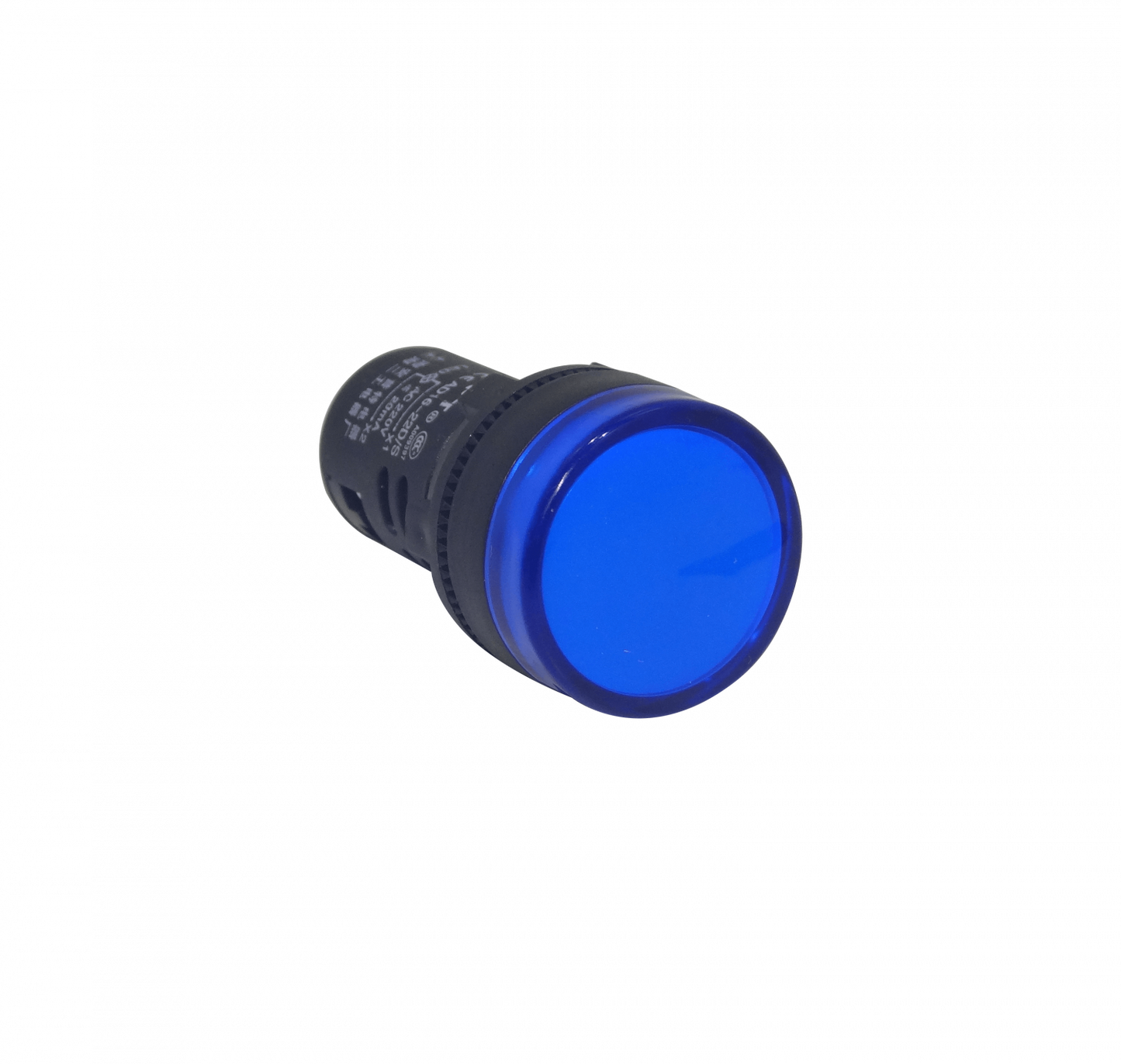 PILOTO-LED-A Indicador Luminoso Piloto LED Color Azul, Tensión 220VAC, Diámetro de Montaje 20mm, Diámetro de Cabeza 28mm, Altura Total 51mm