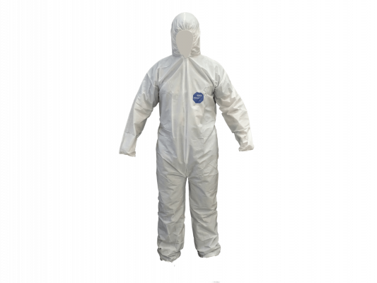 BUZO-M Tamaño-M Traje Enterizo Descartable Blanco Polipropileno con Cremallera y Capucha