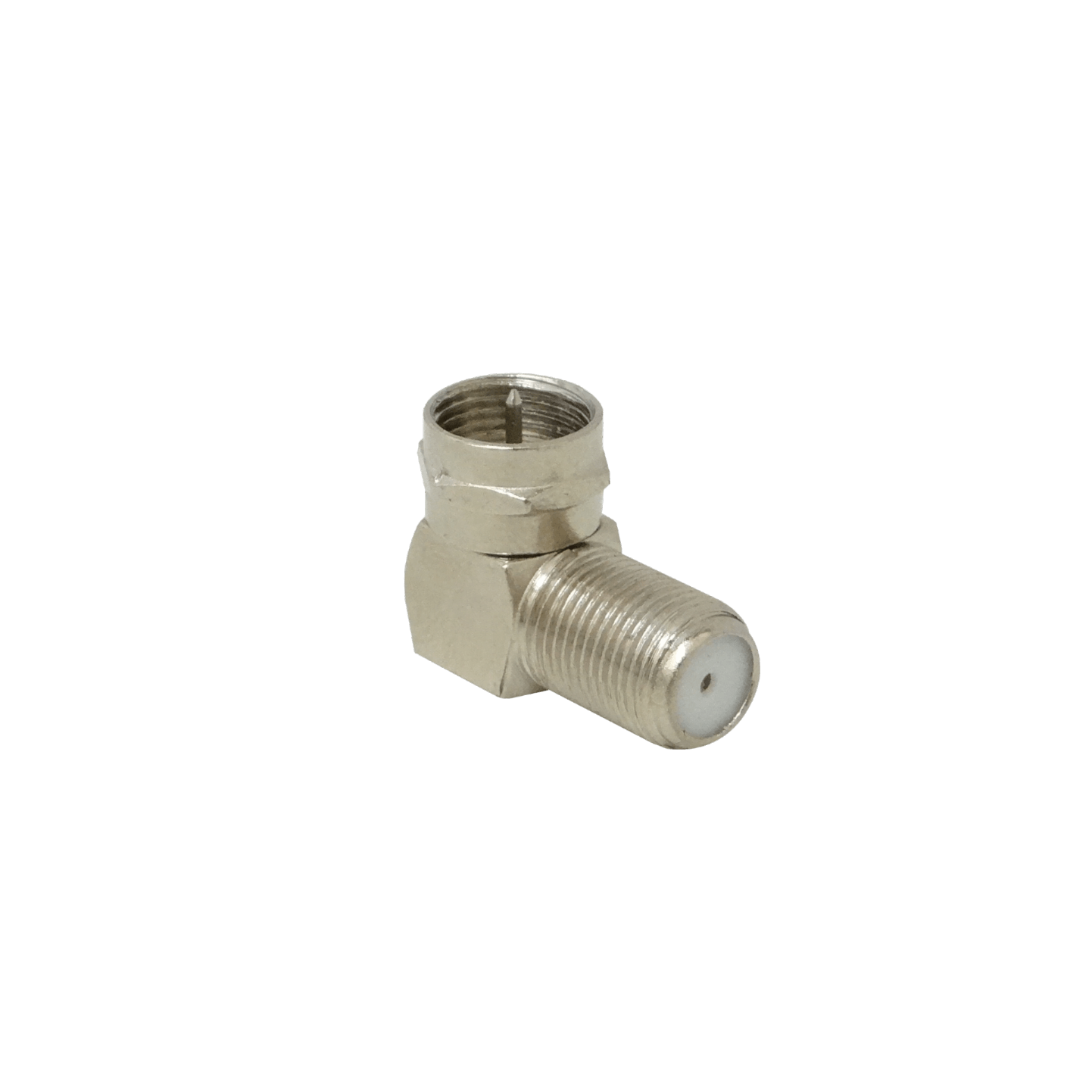 FHFMJ Conector coaxial para TV en ángulo recto de 90 grados con terminal F hembra a F macho y unión F hembra