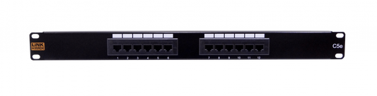 PP512L LINKMADE 12-Puertos RJ45 CAT5E UTP PANEL DE PARCHEO 1U CERTIFICADO UL