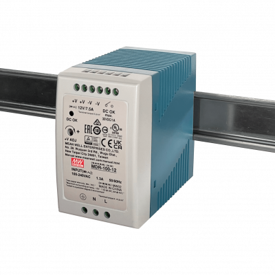 MDR-100-12 MEANWELL Fuente de Alimentación Riel-DIN 12VDC 90W 7,5A Regulable Ancho-55mm