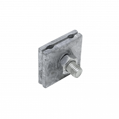 KTL0030 Abrazadera de sujeción para poste con un perno hexagonal de 3/4 pulgada, dimensiones 45x46x5mm, largo 38mm y rosca M12