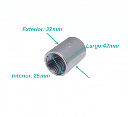 M34-COP Zincado 3/4-Pulgada Acople Largo-42mm Rosca Interna