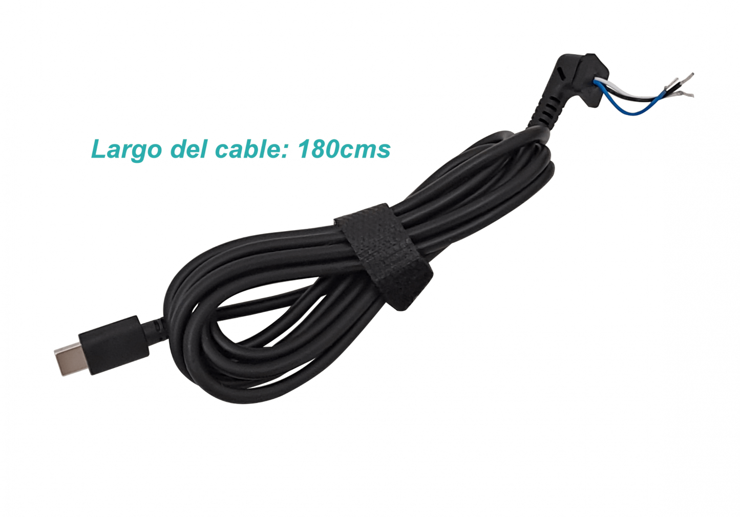 CABLE-C Cable para técnicos USB-C Tipo C de 180cm, 3 conductores DC, compatible con carga de 45 a 65W