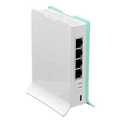 HAP-AX-LITE MIKROTIK Router con 4 puertos Gigabit Ethernet, WiFi 6 de 2,4GHz a 600Mbps, antena de 4,3dBi, licencia nivel 4, incluye fuente 5V/12W USB-C, modelo L41G-2axD