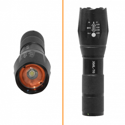 LINTERNA DM-L03 Linterna de 1 LED XML-T6, alimentada por batería de litio 18650, incluye cargador de 4,2V y la pila
