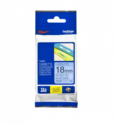 TZE-541 BROTHER 18mm Cinta de 8 metros Negro sobre Azul para PT-E300VP/D600VP/E550WVP